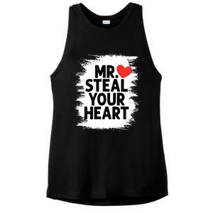 Mr Steal Your Heart Valentines Day Funny Love Ladies PosiCharge Tri-Blend Wicking Tank