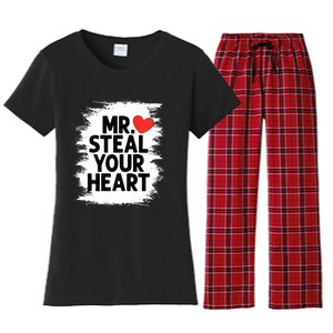 Mr Steal Your Heart Valentines Day Funny Love Women's Flannel Pajama Set