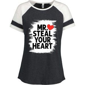 Mr Steal Your Heart Valentines Day Funny Love Enza Ladies Jersey Colorblock Tee