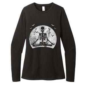 Meditating Skeleton Yoga Lover Halloween Moon Costume Womens CVC Long Sleeve Shirt