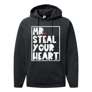 Mr Steal Your Heart Valentines Day Funny Vday Performance Fleece Hoodie