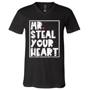 Mr Steal Your Heart Valentines Day Funny Vday V-Neck T-Shirt