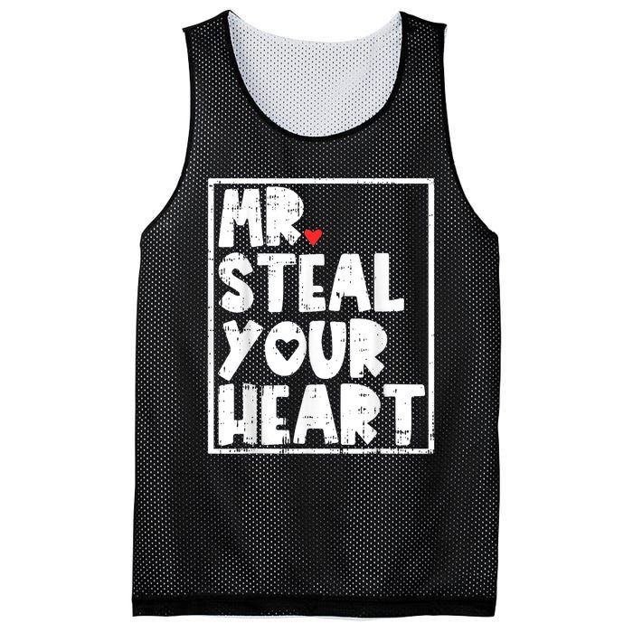 Mr Steal Your Heart Valentines Day Funny Vday Mesh Reversible Basketball Jersey Tank