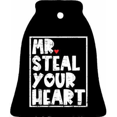 Mr Steal Your Heart Valentines Day Funny Vday Ceramic Bell Ornament