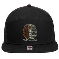 Multiple Sclerosis Yes It's All In My Head Brain Circuit 7 Panel Mesh Trucker Snapback Hat