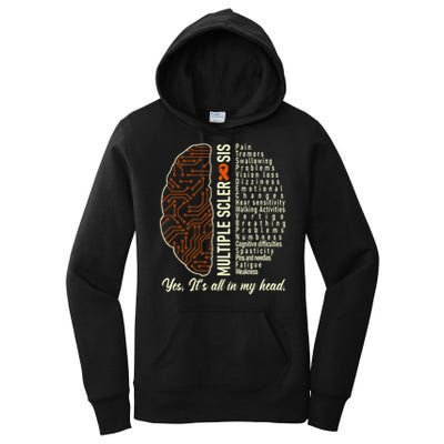 Multiple Sclerosis Yes It's All In My Head Brain Circuit Women's Pullover Hoodie