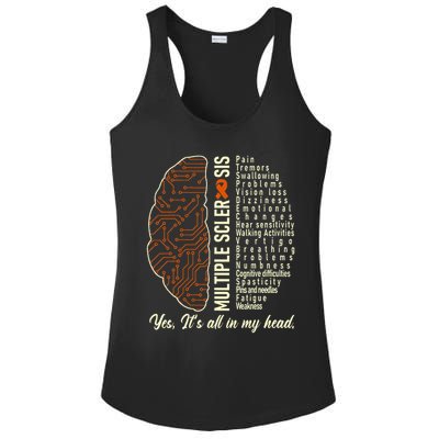 Multiple Sclerosis Yes It's All In My Head Brain Circuit Ladies PosiCharge Competitor Racerback Tank