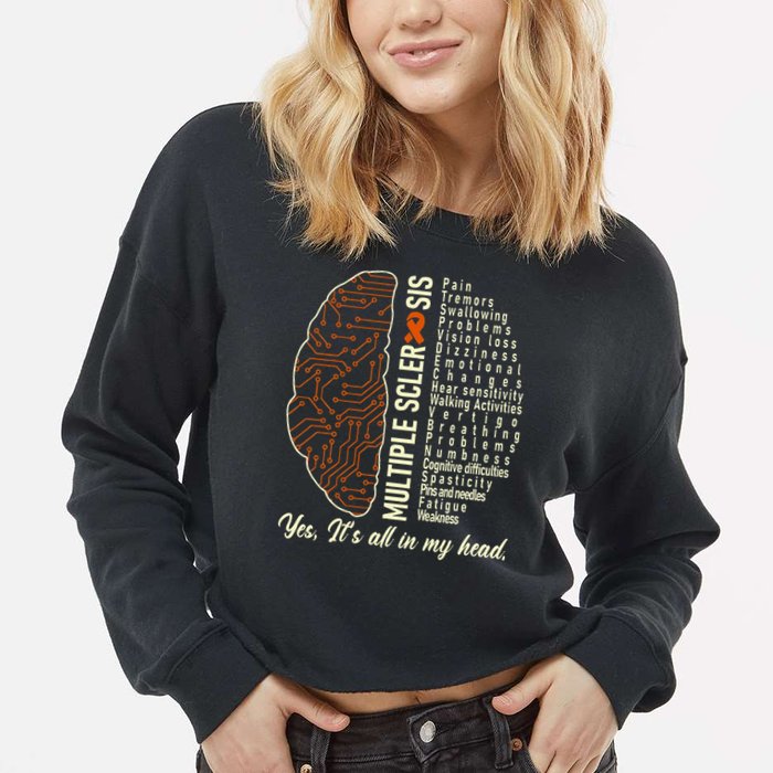 Multiple Sclerosis Yes It's All In My Head Brain Circuit Cropped Pullover Crew