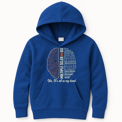 Multiple Sclerosis Yes It's All In My Head Brain Circuit Kids Hoodie