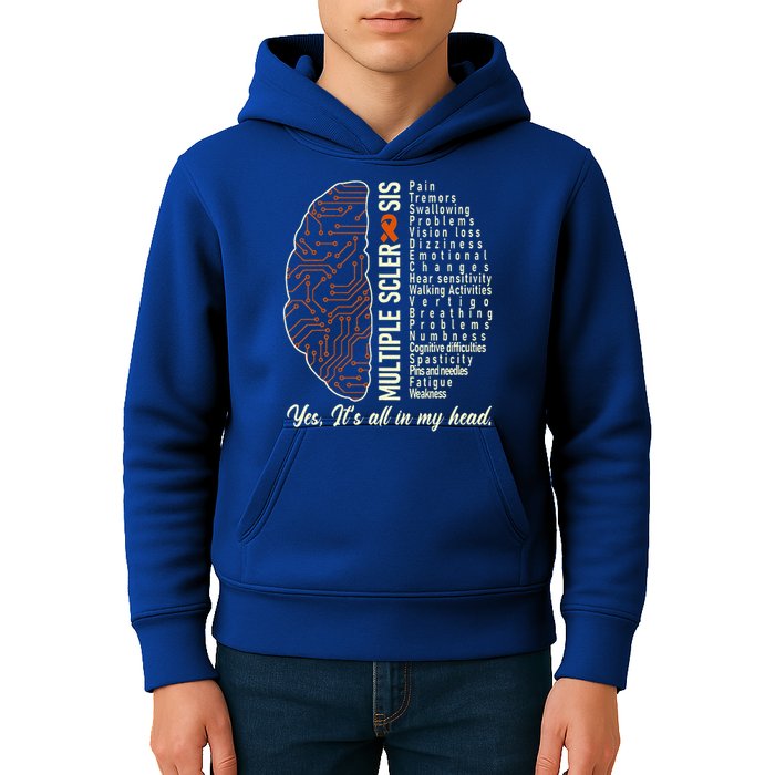 Multiple Sclerosis Yes It's All In My Head Brain Circuit Kids Hoodie