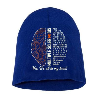 Multiple Sclerosis Yes It's All In My Head Brain Circuit Short Acrylic Beanie
