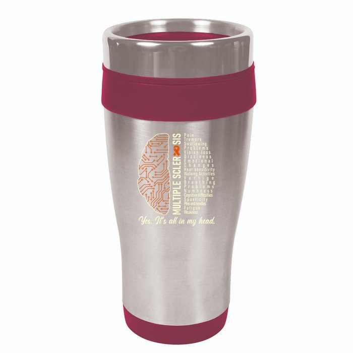 Multiple Sclerosis Yes It's All In My Head Brain Circuit 16oz Travel Tumbler