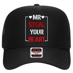 Mr. Steal Your Heart Valentines Day High Crown Mesh Back Trucker Hat