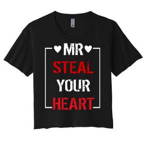 Mr. Steal Your Heart Valentines Day Women's Crop Top Tee