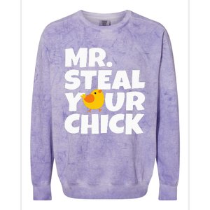 Mr Steal Your Chick Easter Chicken Egg Hunting Colorblast Crewneck Sweatshirt