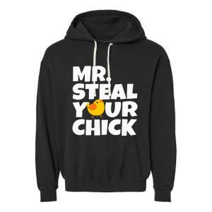 Mr Steal Your Chick Easter Chicken Egg Hunting Garment-Dyed Fleece Hoodie