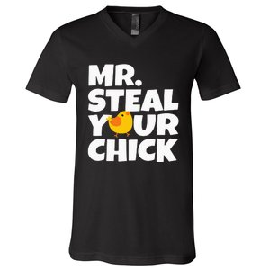 Mr Steal Your Chick Easter Chicken Egg Hunting V-Neck T-Shirt