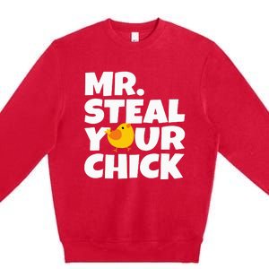 Mr Steal Your Chick Easter Chicken Egg Hunting Premium Crewneck Sweatshirt