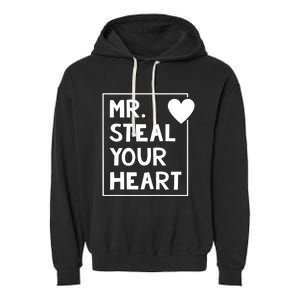 Mr Steal Your Heart Valentines Day Boy Garment-Dyed Fleece Hoodie