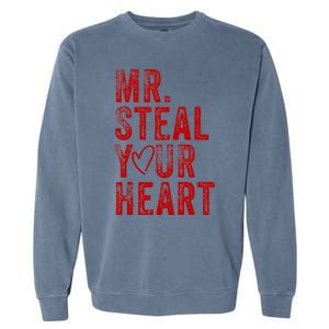 Mr Steal Your Heart Valentines Day Boy Garment-Dyed Sweatshirt