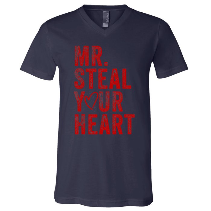 Mr Steal Your Heart Valentines Day Boy V-Neck T-Shirt