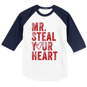 Mr Steal Your Heart Valentines Day Boy Baseball Sleeve Shirt