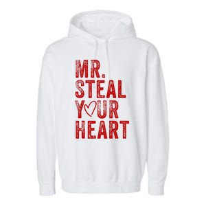 Mr Steal Your Heart Valentines Day Boy Garment-Dyed Fleece Hoodie