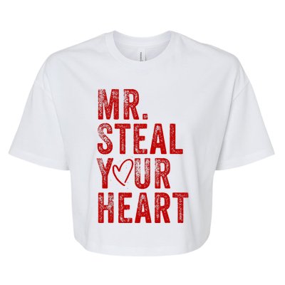 Mr Steal Your Heart Valentines Day Boy Bella+Canvas Jersey Crop Tee