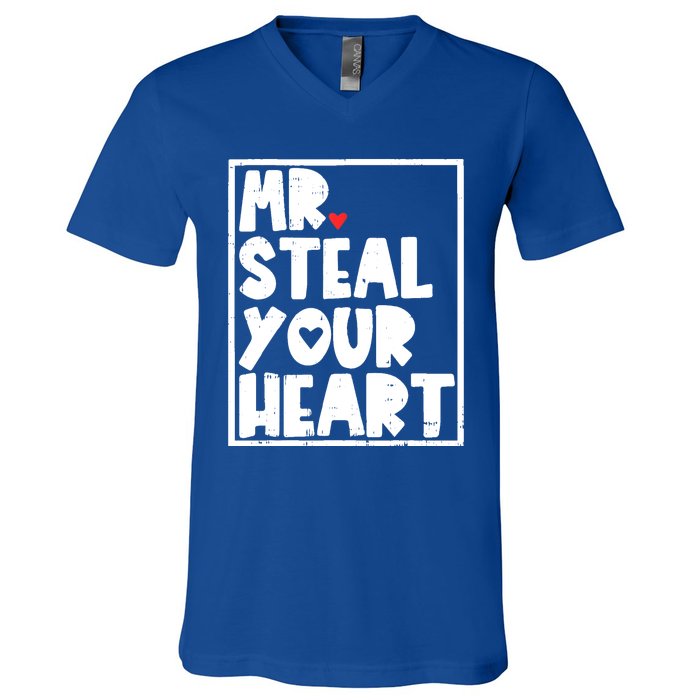 Mr Steal Your Heart Valentines Day Funny Vgiftday Cool Gift V-Neck T-Shirt