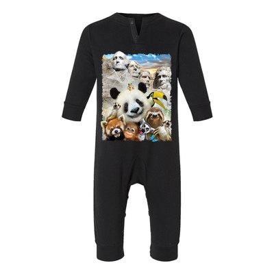 Mt Rushmore Wild Animals Selfie Infant Fleece One Piece