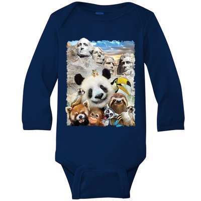 Mt Rushmore Wild Animals Selfie Baby Long Sleeve Bodysuit