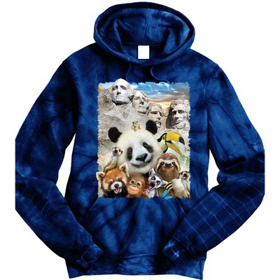 Mt Rushmore Wild Animals Selfie Tie Dye Hoodie