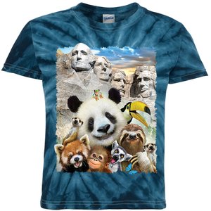 Mt Rushmore Wild Animals Selfie Kids Tie-Dye T-Shirt