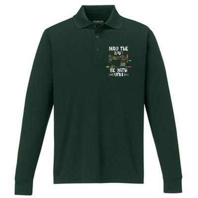 May The 14 Be With You Sew Sewing Machine Seamstress Performance Long Sleeve Polo