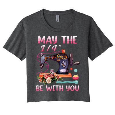 May The 14 Be With You Sewing Machine Quilting Women's Crop Top Tee