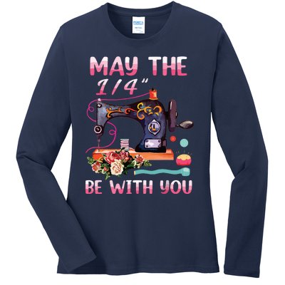 May The 14 Be With You Sewing Machine Quilting Ladies Long Sleeve Shirt