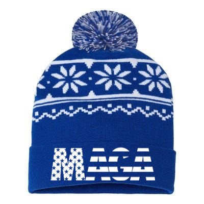 Maga Trump 2020 Reelect American Flag Vote 45 Slogan Gift Cute Gift USA-Made Snowflake Beanie