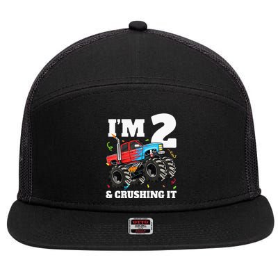 Monster Truck 2nd Birthday Boy 2 Two Year Old 7 Panel Mesh Trucker Snapback Hat