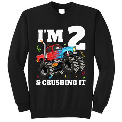 Monster Truck 2nd Birthday Boy 2 Two Year Old Sweatshirt