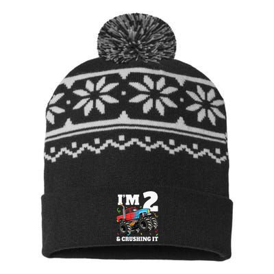 Monster Truck 2nd Birthday Boy 2 Two Year Old USA-Made Snowflake Beanie