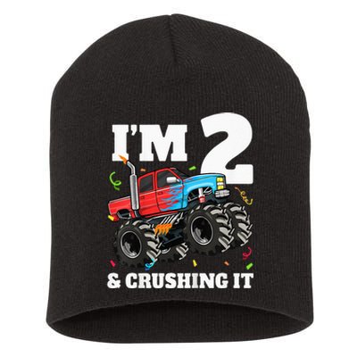 Monster Truck 2nd Birthday Boy 2 Two Year Old Short Acrylic Beanie