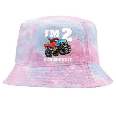 Monster Truck 2nd Birthday Boy 2 Two Year Old Tie-Dyed Bucket Hat