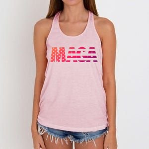 Maga Trump 2020 Reelect American Flag Vote 45 Slogan Gift Cool Gift Women's Knotted Racerback Tank