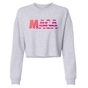 Maga Trump 2020 Reelect American Flag Vote 45 Slogan Gift Cool Gift Cropped Pullover Crew