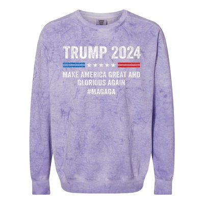 Magaga Trump 2024 Make America Great And Glorious Again Colorblast Crewneck Sweatshirt