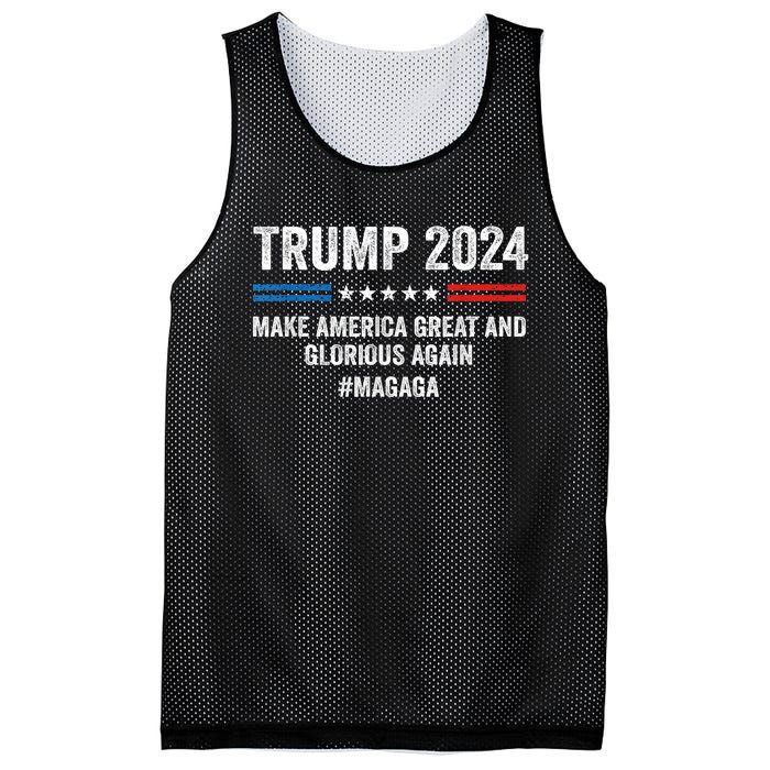 Magaga Trump 2024 Make America Great And Glorious Again Mesh Reversible Basketball Jersey Tank