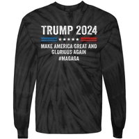 Magaga Trump 2024 Make America Great And Glorious Again Tie-Dye Long Sleeve Shirt