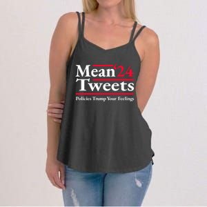 Mean Tweets 2024 Pro Donald Trump '24 Funny Anti Biden Women's Strappy Tank