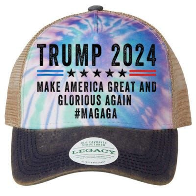 MAGAGA Trump 2024 Make America Great And Glorious Again Legacy Tie Dye Trucker Hat