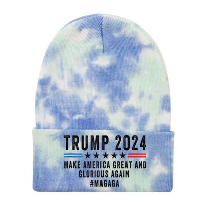 MAGAGA Trump 2024 Make America Great And Glorious Again Tie Dye 12in Knit Beanie